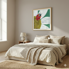 Ladybird on Daisy – Ladybird Flower Garden Art Print
