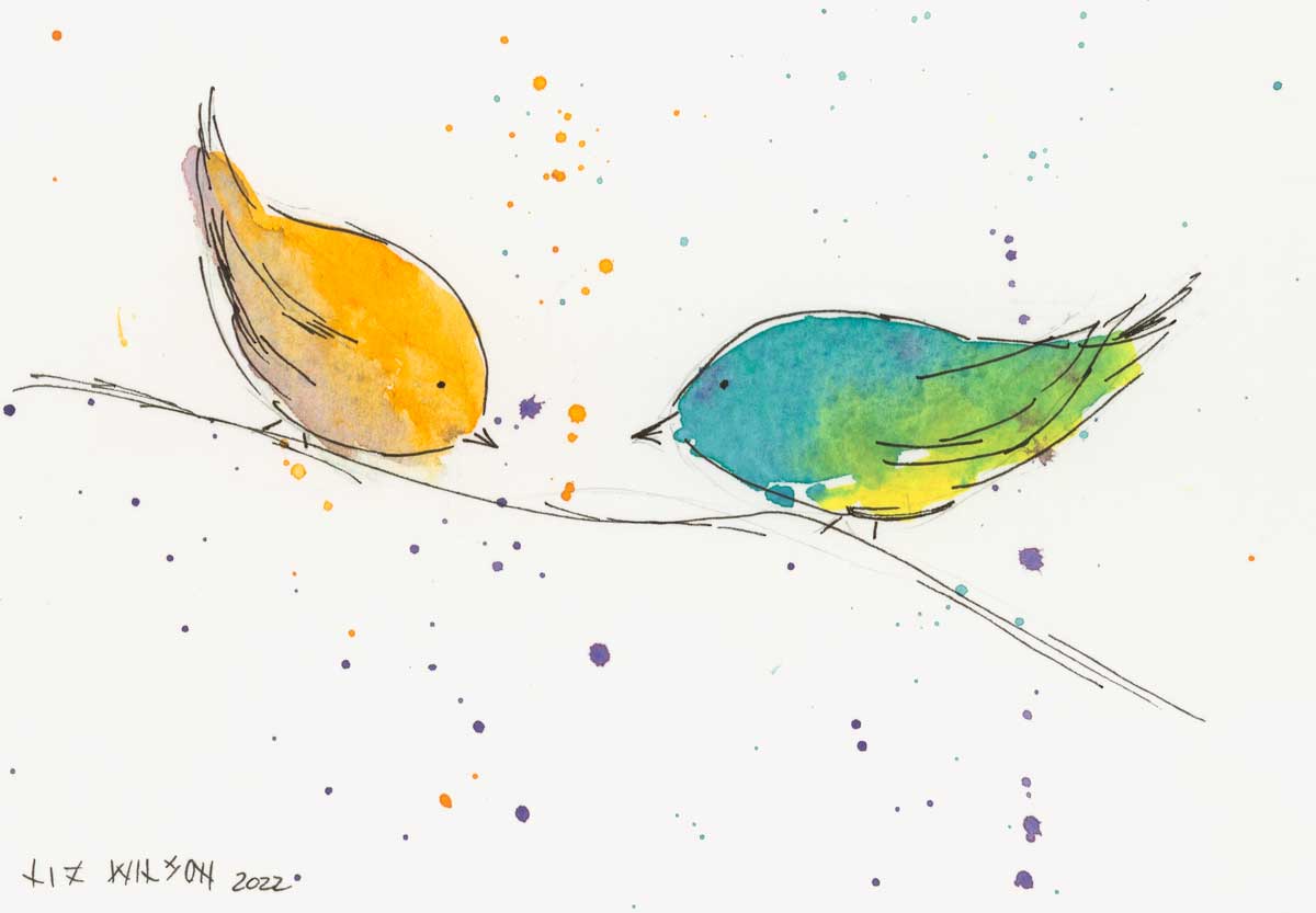 Two Birds, Liz Wilson painting