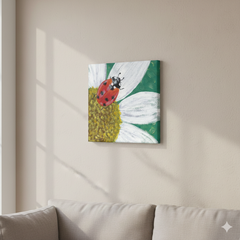 Ladybird on Daisy – Ladybird Flower Garden Art Print